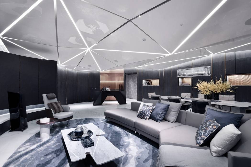 碧水波光, 行一建築 _ Yuan Architects 行一建築 _ Yuan Architects Modern living room