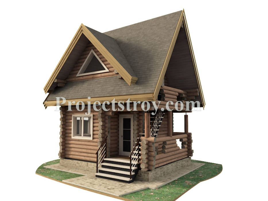 Проект бани из рубленого бревна, Projectstroy Projectstroy ห้องอบไอน้ำ ไม้ Wood effect