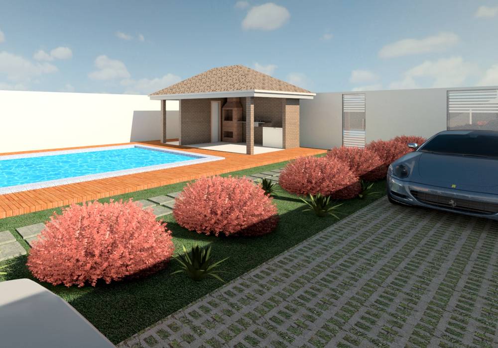 Vista Da Area Da Piscina E Quiosque Com Churrasqueira Db Arquitetura Denilson Borges Arquitetos Associados Homify