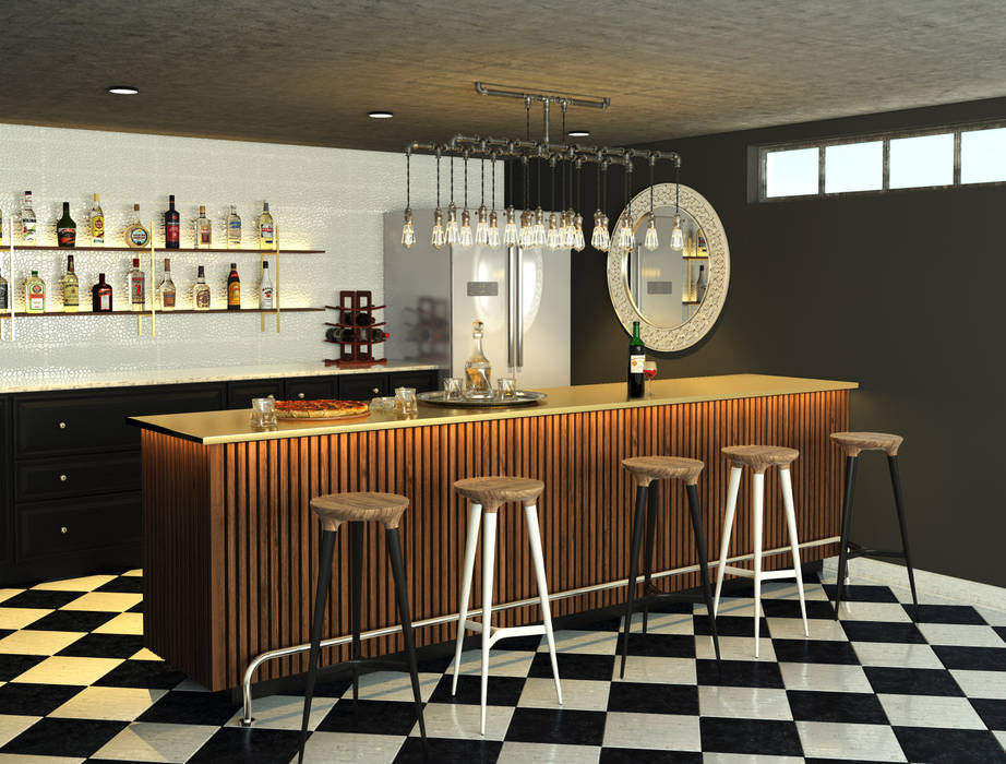 Bar design AT The Studio Built-in kitchens Marble bar,modern,contemporary,industrial