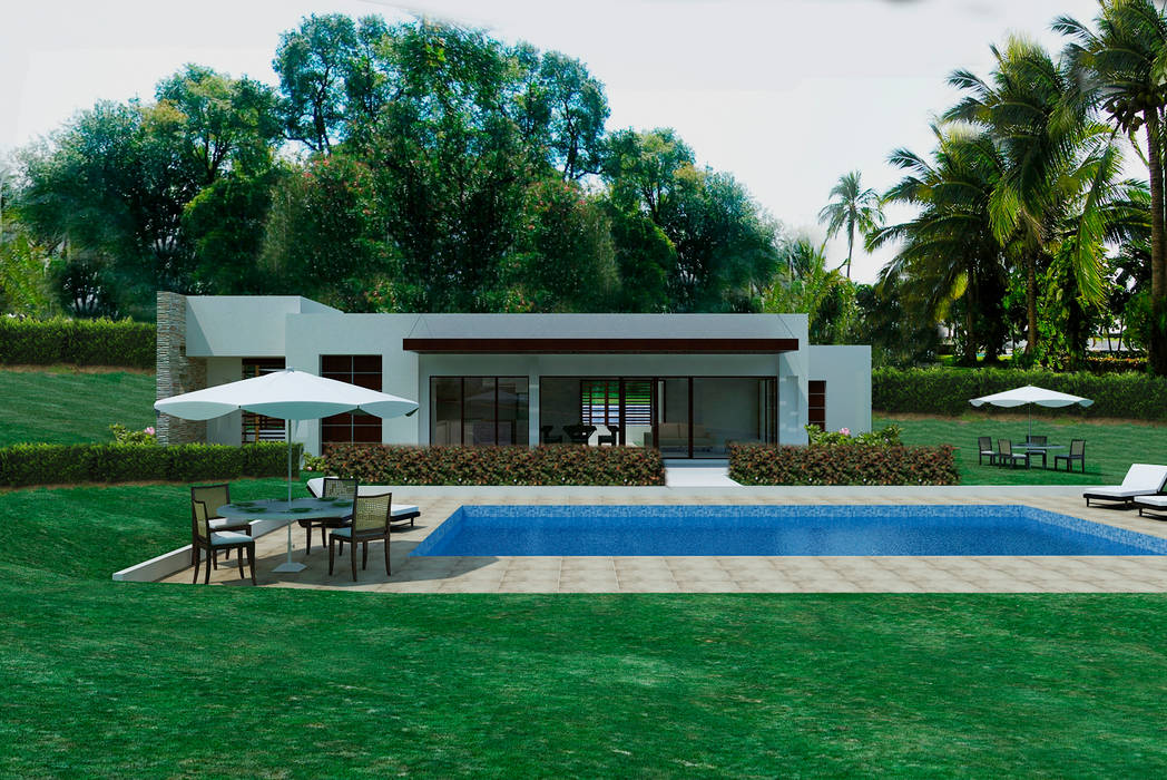 Casas Campestres, Arquitectos y Entorno S.A.S Arquitectos y Entorno S.A.S Moderne Pools