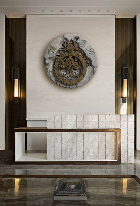 Zegar Zegary Design Eklektyczny korytarz, przedpokój i schody zegar,aranżacje wnętrz,salon,projekt,duży zegar ścienny