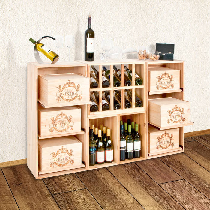 Modulares, vielseitiges und flexibles Weinregal-System, Weinregal-Profi Weinregal-Profi Bodegas de vino Madera Acabado en madera