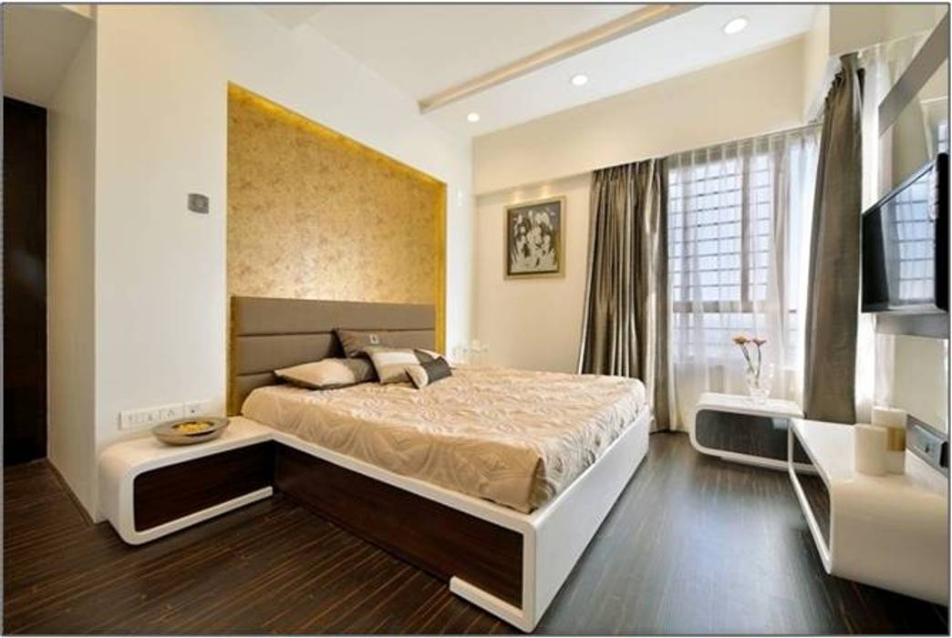 Guest room- Residence at DLF Phase IV, Gurugram homify Modern style bedroom modern bedroom,contemporary bedroom,simple,classic,white