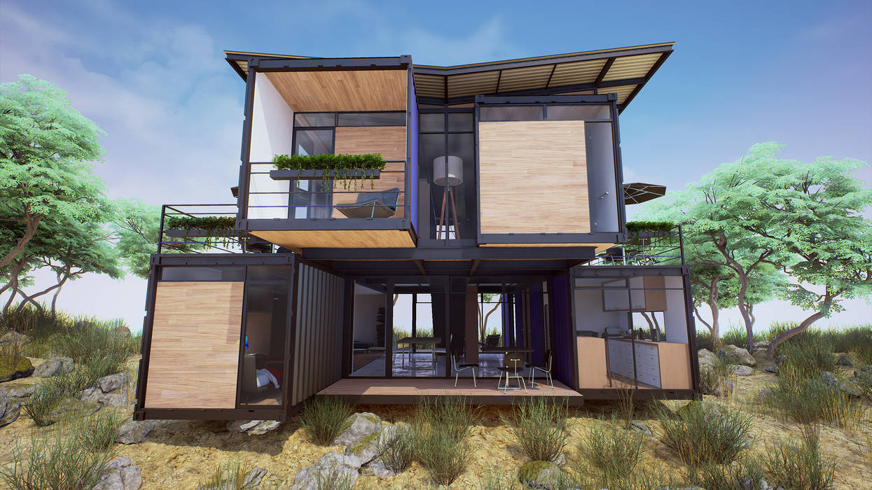 Cabaña Contenedor, EnTRE+ EnTRE+ 現代房屋設計點子、靈感 & 圖片