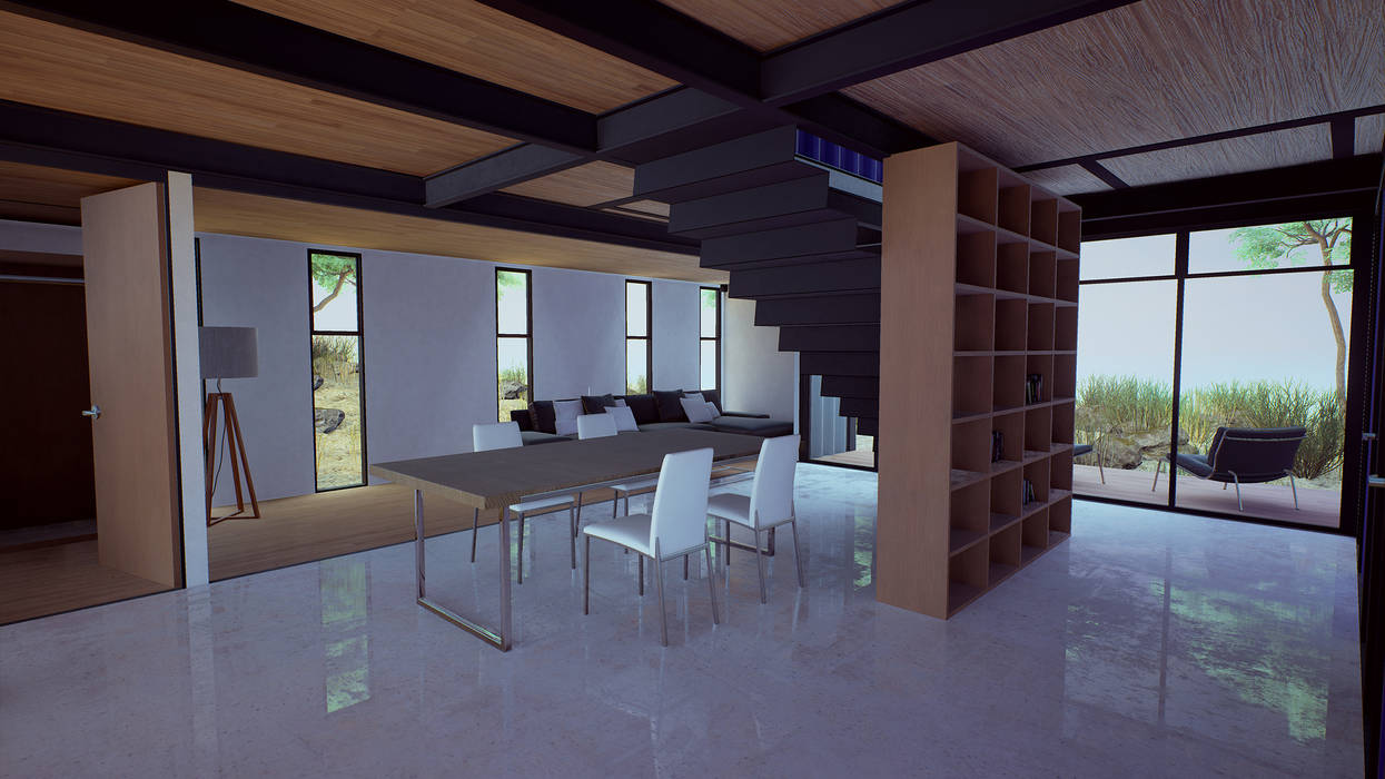 Cabaña Contenedor, EnTRE+ EnTRE+ Modern dining room