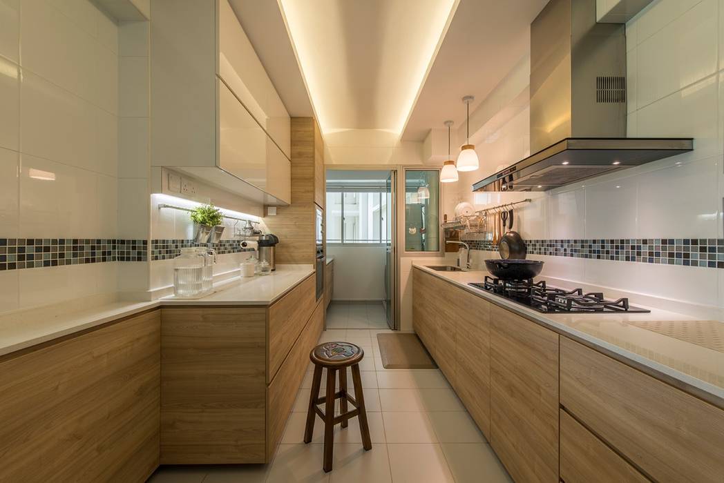 Design & Build: New HDB @ Sumang Link (Eclectic), erstudio Pte Ltd erstudio Pte Ltd Eclectic style kitchen