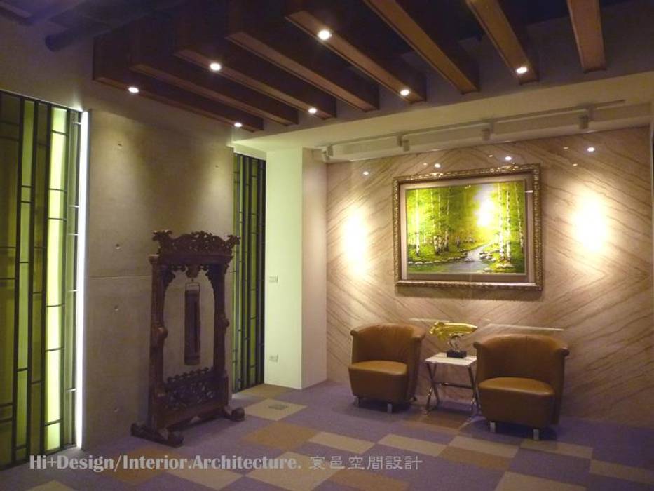 入口等候區 Hi+Design/Interior.Architecture. 寰邑空間設計 現代風玄關、走廊與階梯