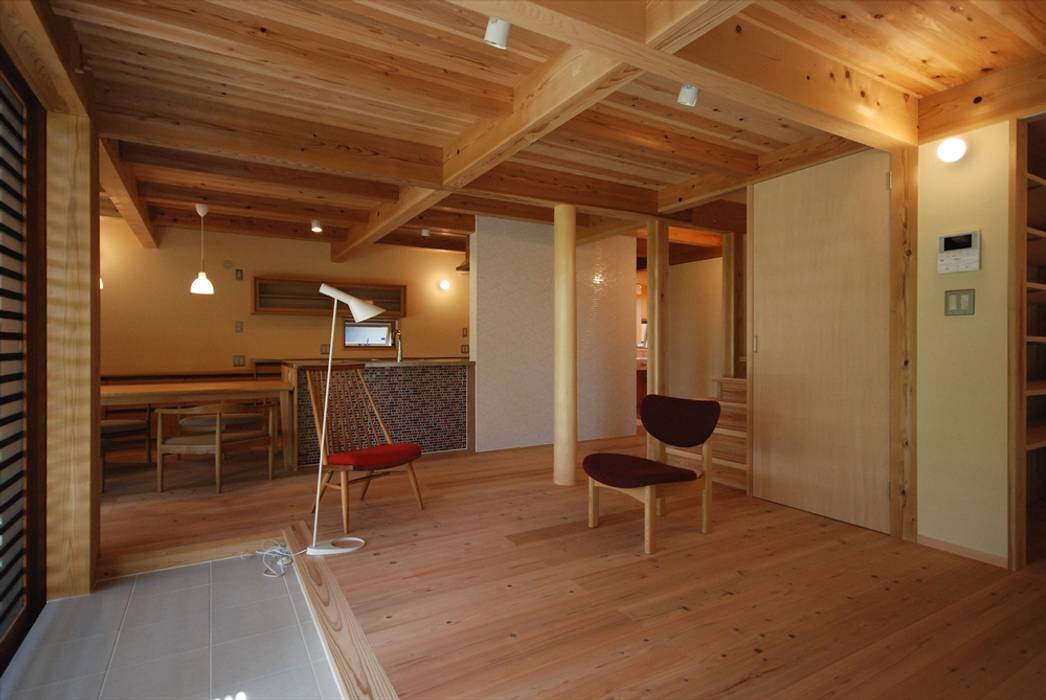 柿碕の家, 神谷建築スタジオ 神谷建築スタジオ Eclectic style living room