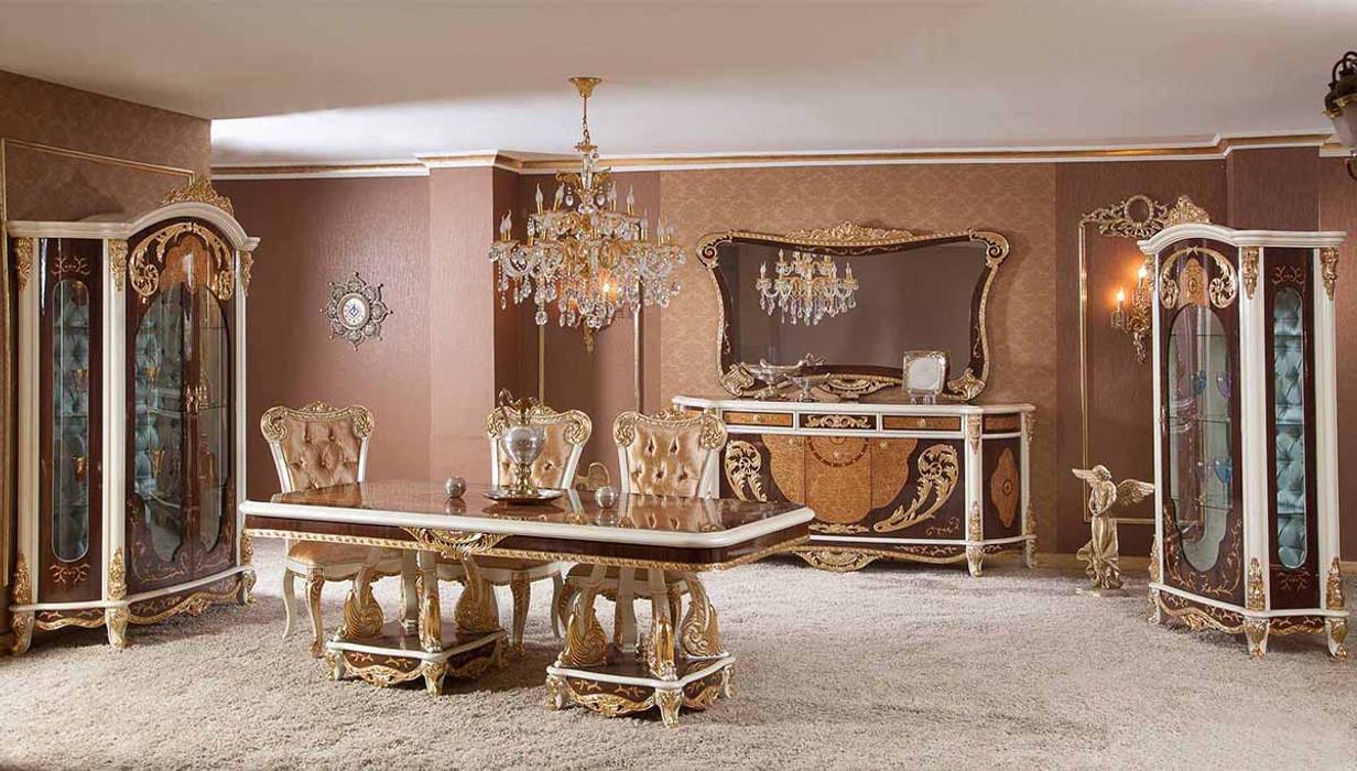 Dining Rooms, LUXURY LINE FURNITURE LUXURY LINE FURNITURE Comedores de estilo clásico Madera Acabado en madera Mesas