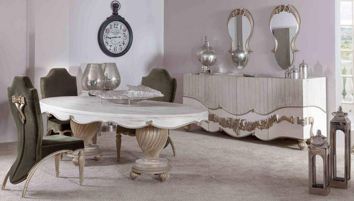 Dining Rooms, LUXURY LINE FURNITURE LUXURY LINE FURNITURE Comedores de estilo clásico Madera Acabado en madera Sillas y bancos