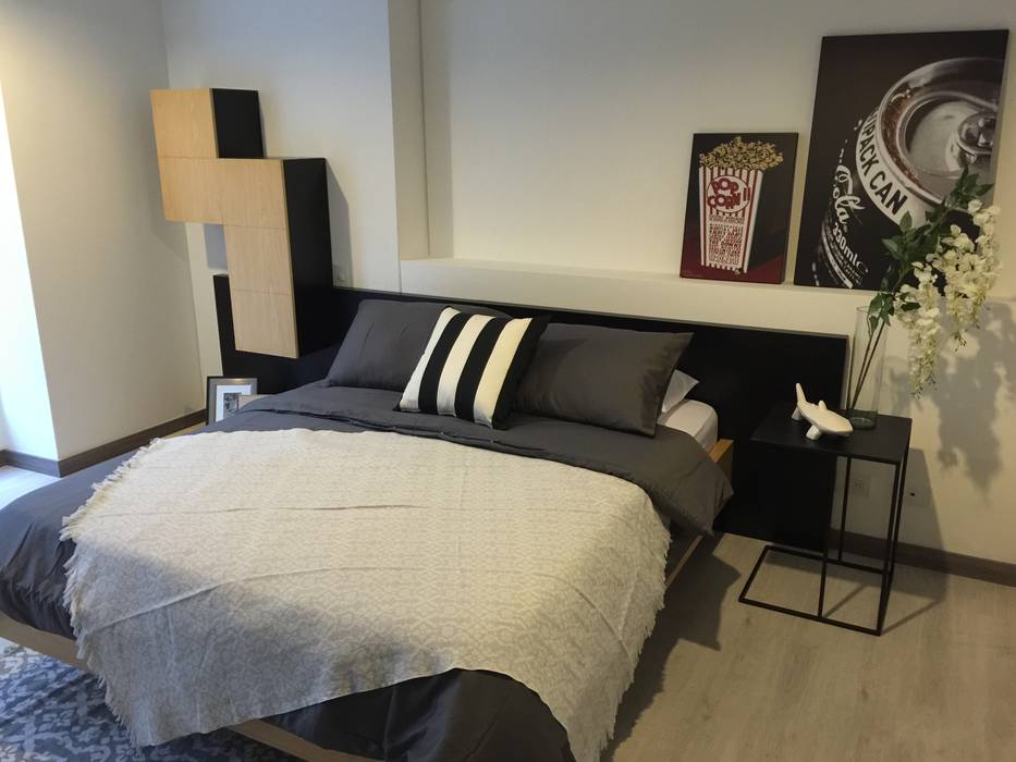 Habitación principal Maria Mentira Studio Habitaciones de estilo escandinavo Metal negro,gris,Accesorios y decoración