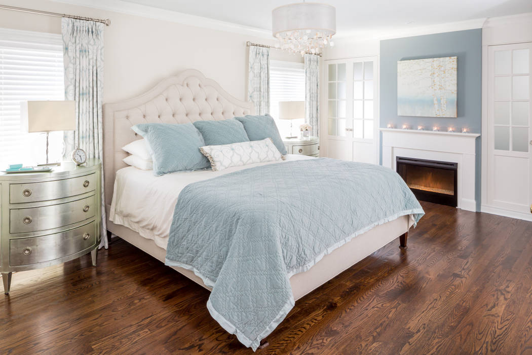 Tranquil Master Bedroom Frahm Interiors Classic style bedroom Furniture,Cabinetry,Building,Window,Comfort,Azure,Wood,Fixture,Textile,Lighting