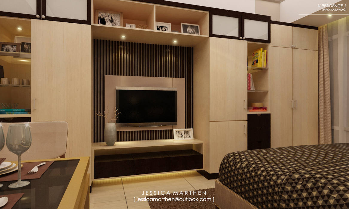 U RESIDENCE 1 STUDIO APARTMENT, JESSICA DESIGN STUDIO JESSICA DESIGN STUDIO Modern Bedroom