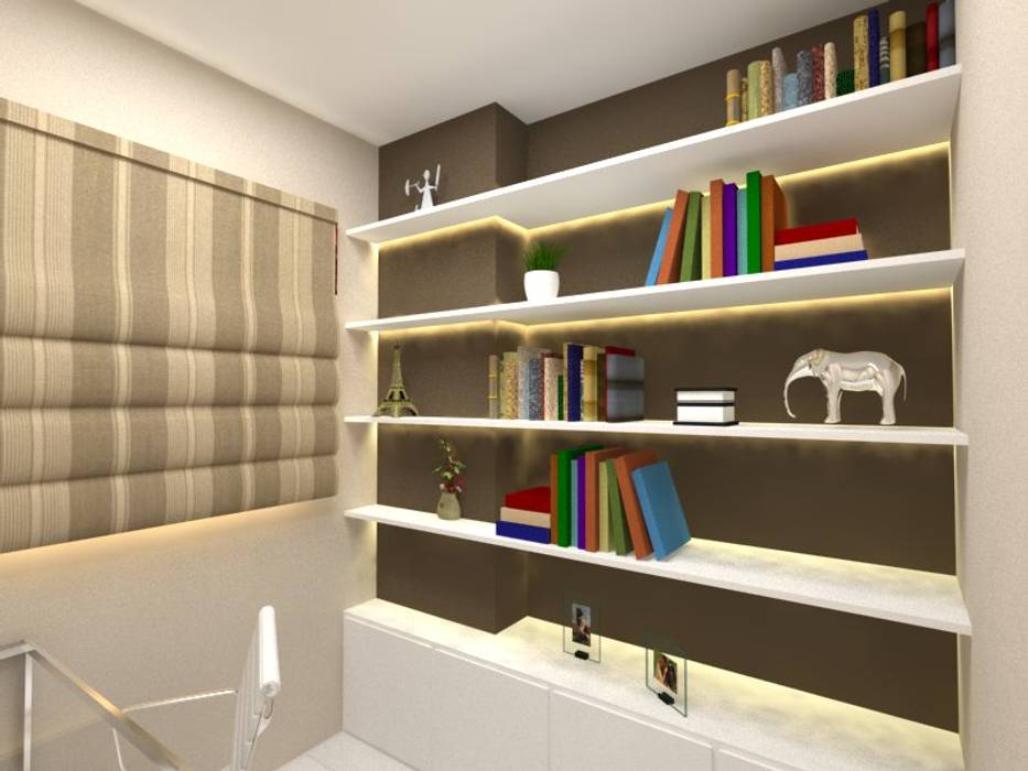 Imagem home office 01 escritórios ecléticos por dayane medeiro arquitetura  e interiores eclético | homify