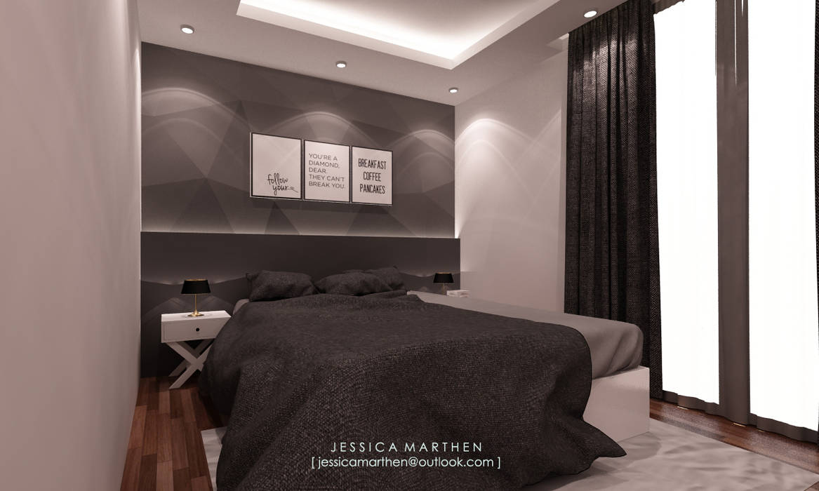 Mr VG Home, Kebagusan Terrace Jakarta, JESSICA DESIGN STUDIO JESSICA DESIGN STUDIO Chambre scandinave