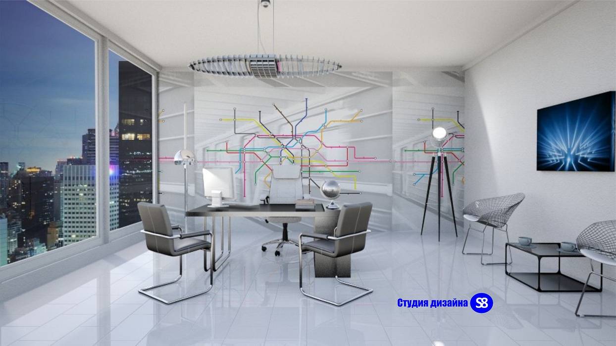 Office in Hi-Tech style 'Design studio S-8' Commercial spaces office,office design,interior design,Offices & stores