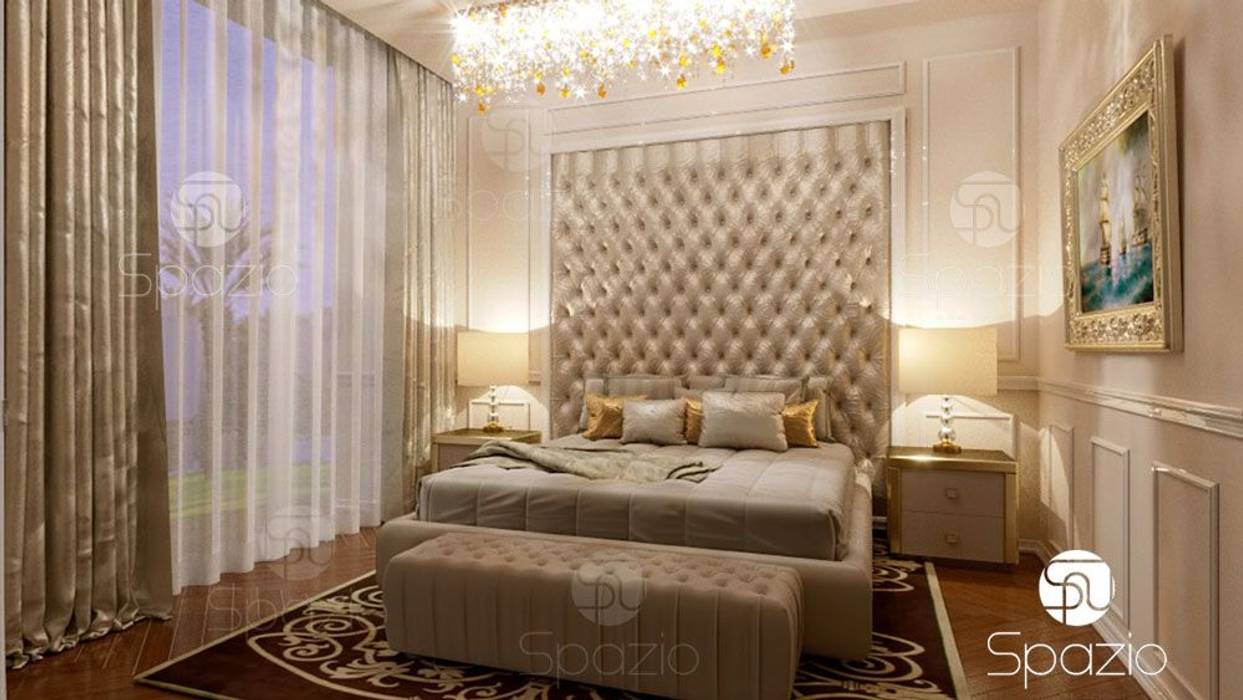 Luxury classic master bedroom interior design and decor in Dubai the UAE, Spazio Interior Decoration LLC Spazio Interior Decoration LLC غرفة نوم