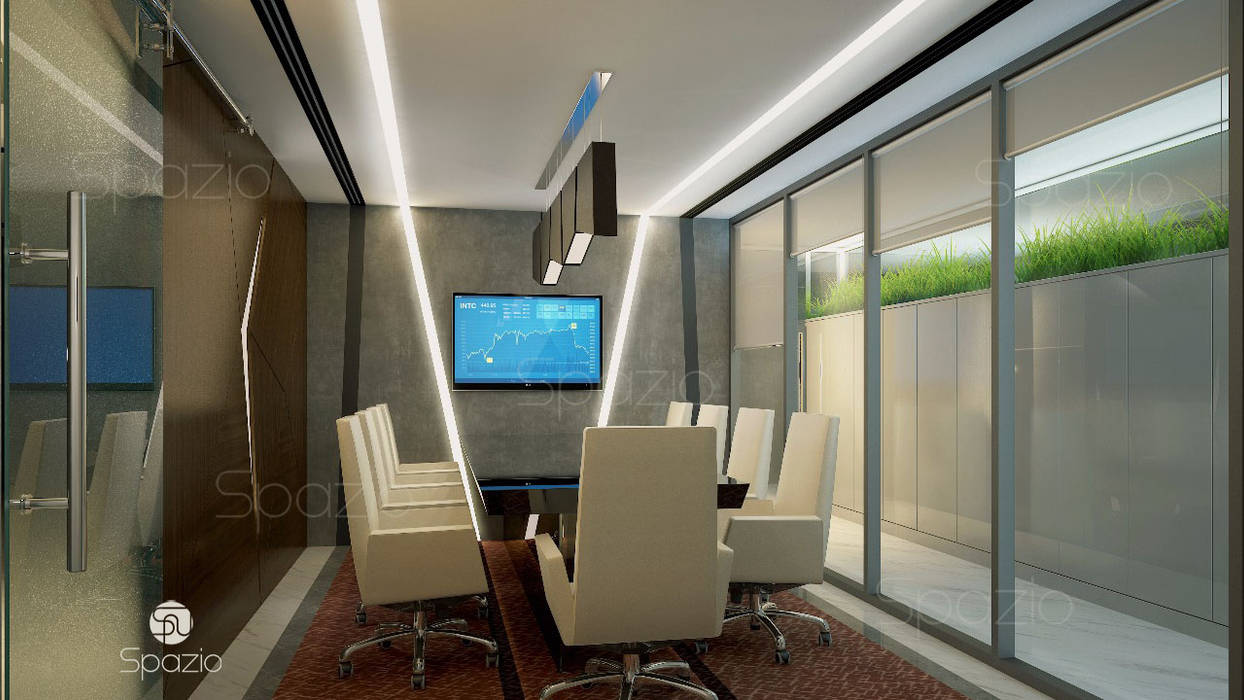 Modern office interior design in Dubai, Spazio Interior Decoration LLC Spazio Interior Decoration LLC مساحات تجارية مكاتب ومحلات