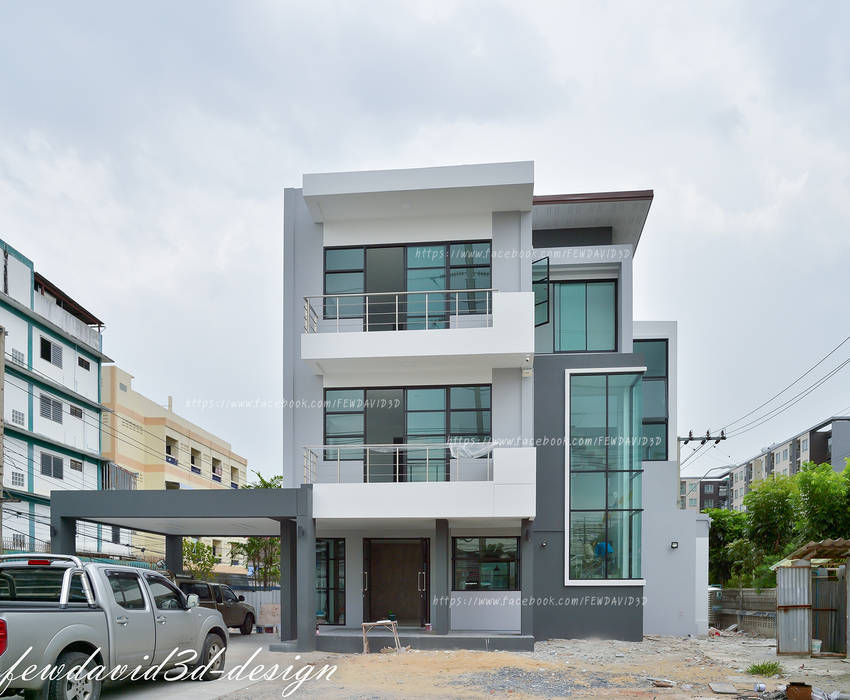 บ้าน3ชั้น โมเดิร์นลอฟต์ ซ.ลาดกระบัง18 คุณณัฐลดา ขำหรุ่น, fewdavid3d-design fewdavid3d-design