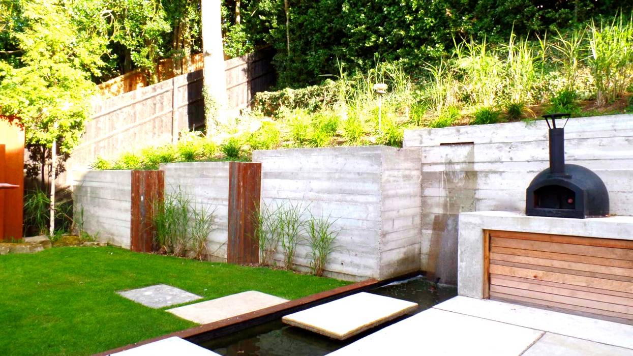 Modern Zen Garden in Woking U.K, GreenlinesDesign Ltd GreenlinesDesign Ltd حديقة Zen أسمنت retaining walls,concrete walls