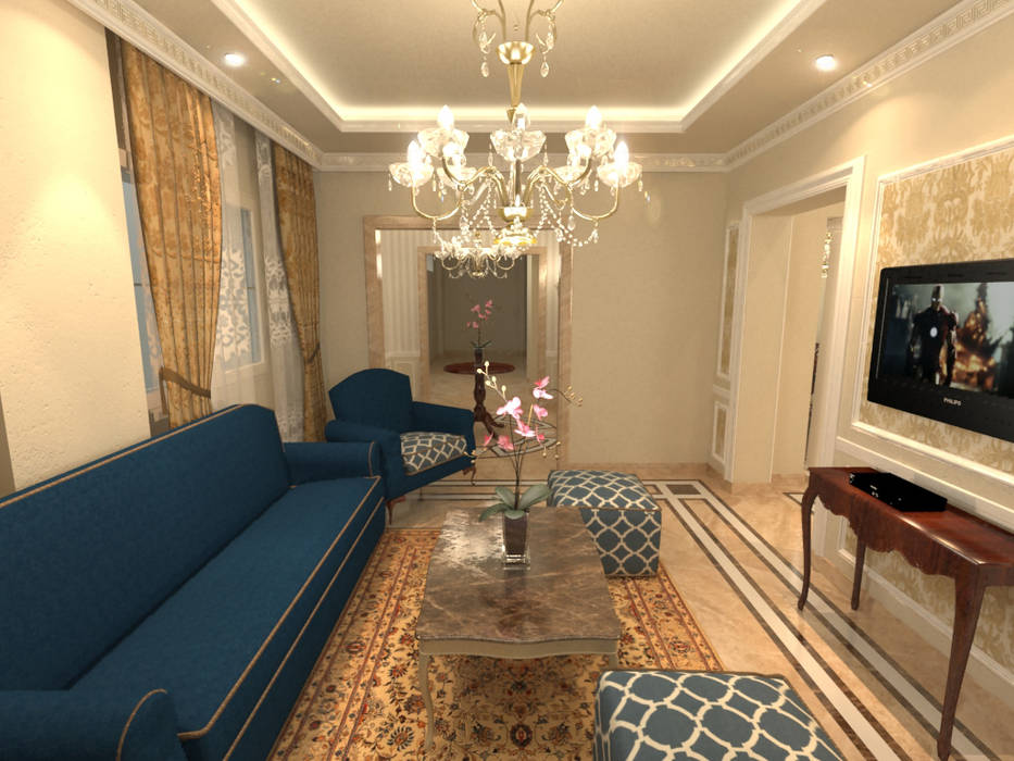 شقة سكنية ( دوبلكس ) في التجمع الخامس , Quattro designs Quattro designs Salas de estar clássicas