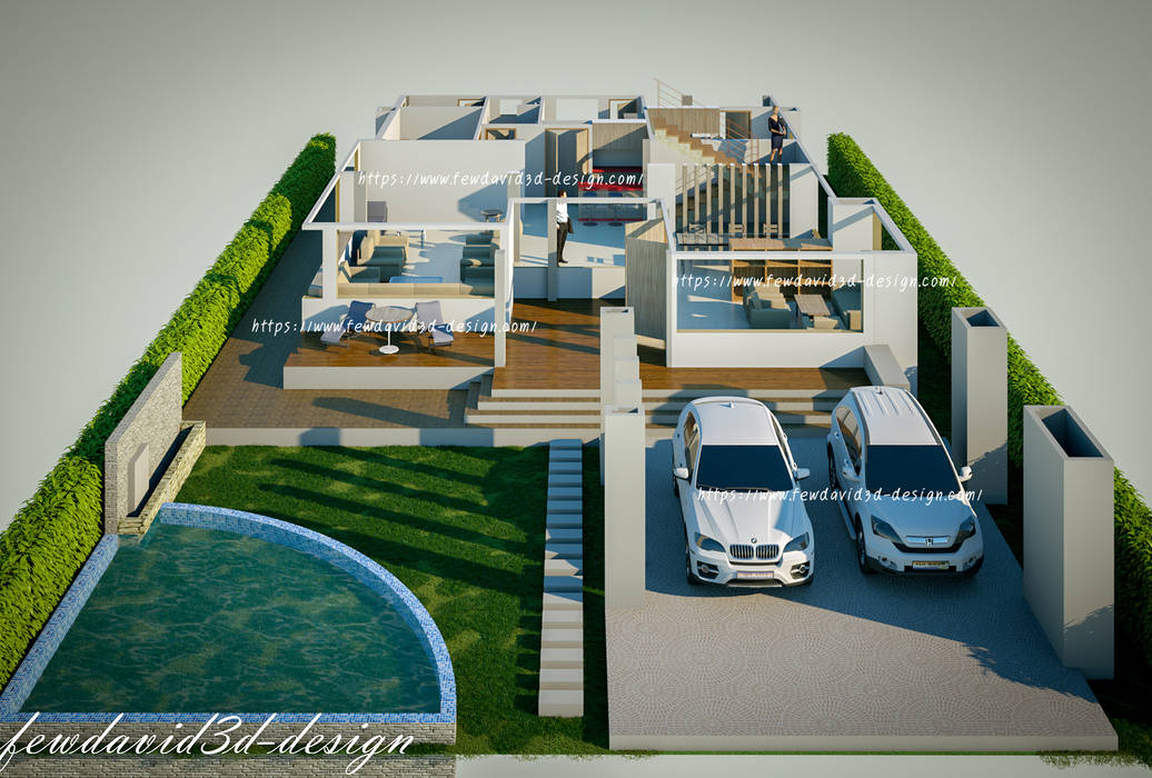 Modern three storey house in Phnom Penh Cambodia .Mr.Samnang, fewdavid3d-design fewdavid3d-design