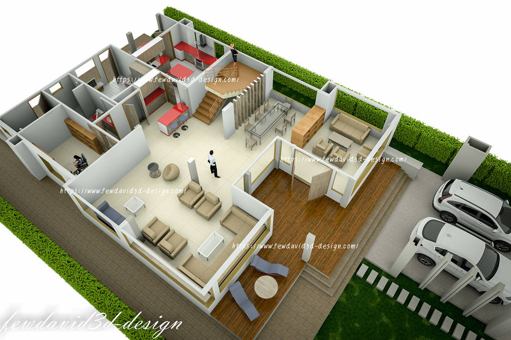 Modern three storey house in Phnom Penh Cambodia .Mr.Samnang, fewdavid3d-design fewdavid3d-design