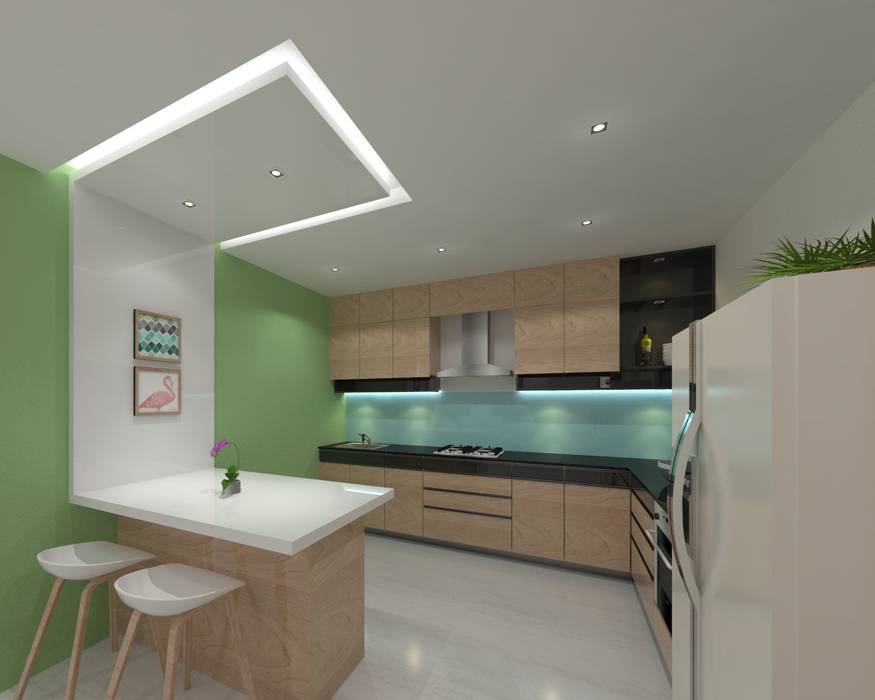 Kitchen Ravi Prakash Architect Built-in kitchens Engineered Wood Transparent