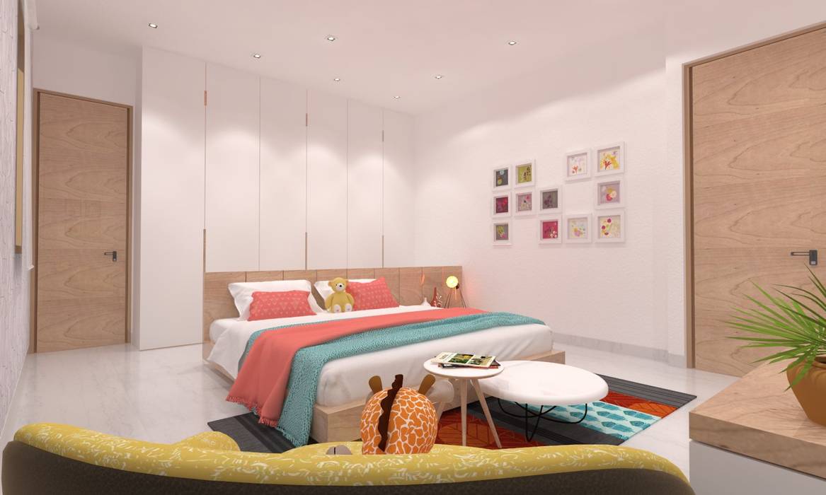 Daughter's Bedroom Ravi Prakash Architect 臥室 複合木地板 Transparent