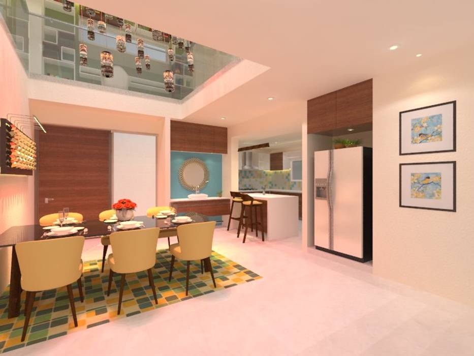 Kitchen/Dining Ravi Prakash Architect Asian style dining room Engineered Wood Transparent