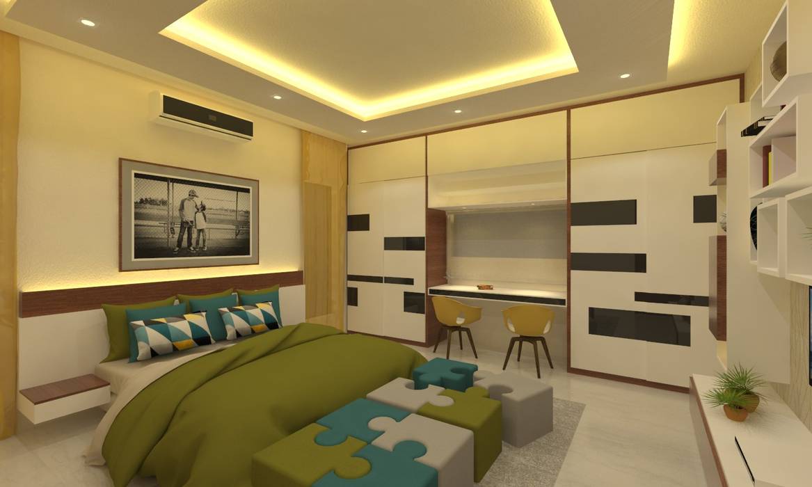 Children's Bedroom Ravi Prakash Architect Asian style bedroom Engineered Wood Transparent Furniture,Property,Comfort,Living room,Plant,Flooring,Couch,Floor,Interior design,Architecture