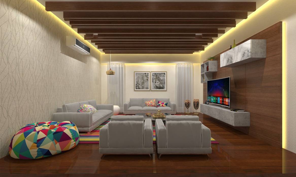 Living Room Ravi Prakash Architect Asian style living room Engineered Wood Transparent