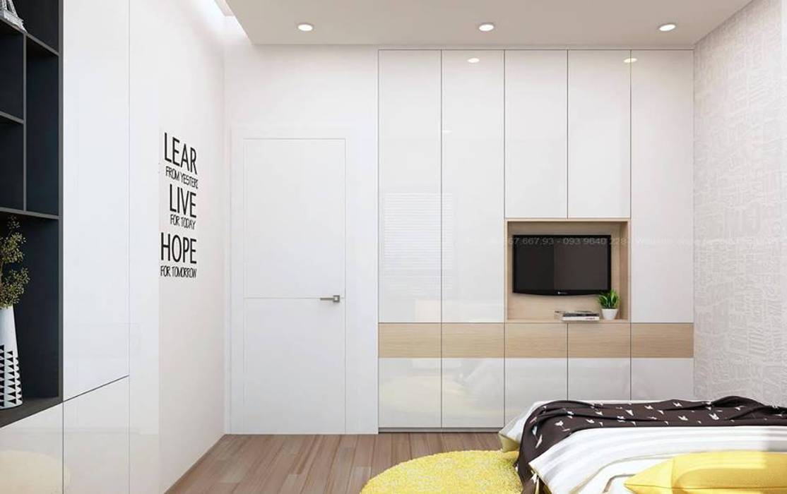 Thiết kế nội thất căn hộ chung cư nhà anh Phú - Masteri Thảo Điền, Nội Thất Hoàng Gia: hiện đại by Nội Thất Hoàng Gia, Hiện đại
