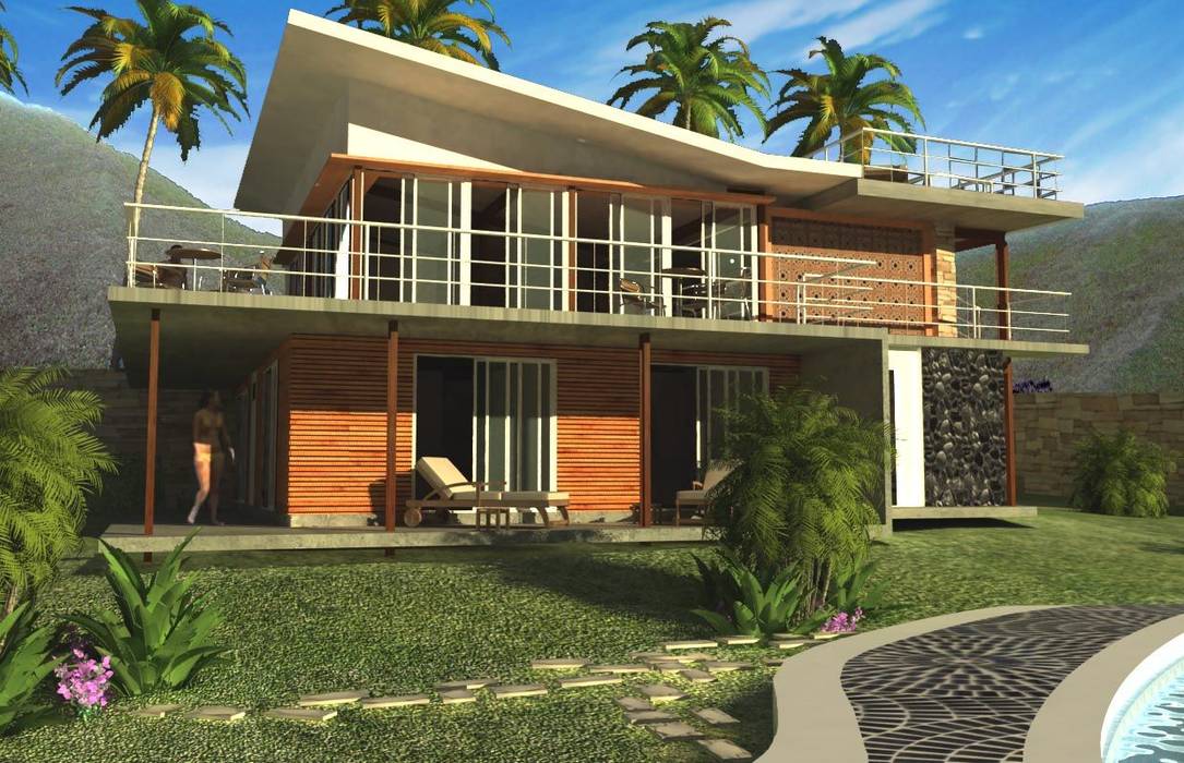 CASA DE PLAYA, Proyectonica Proyectonica Casas de madera Madera Acabado en madera