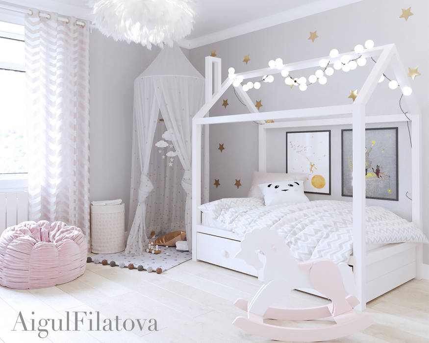 Дизайн-проект квартиры в ЖК "Эко-парк Дубрава", FilatovaInteriors FilatovaInteriors ห้องนอนเด็กหญิง