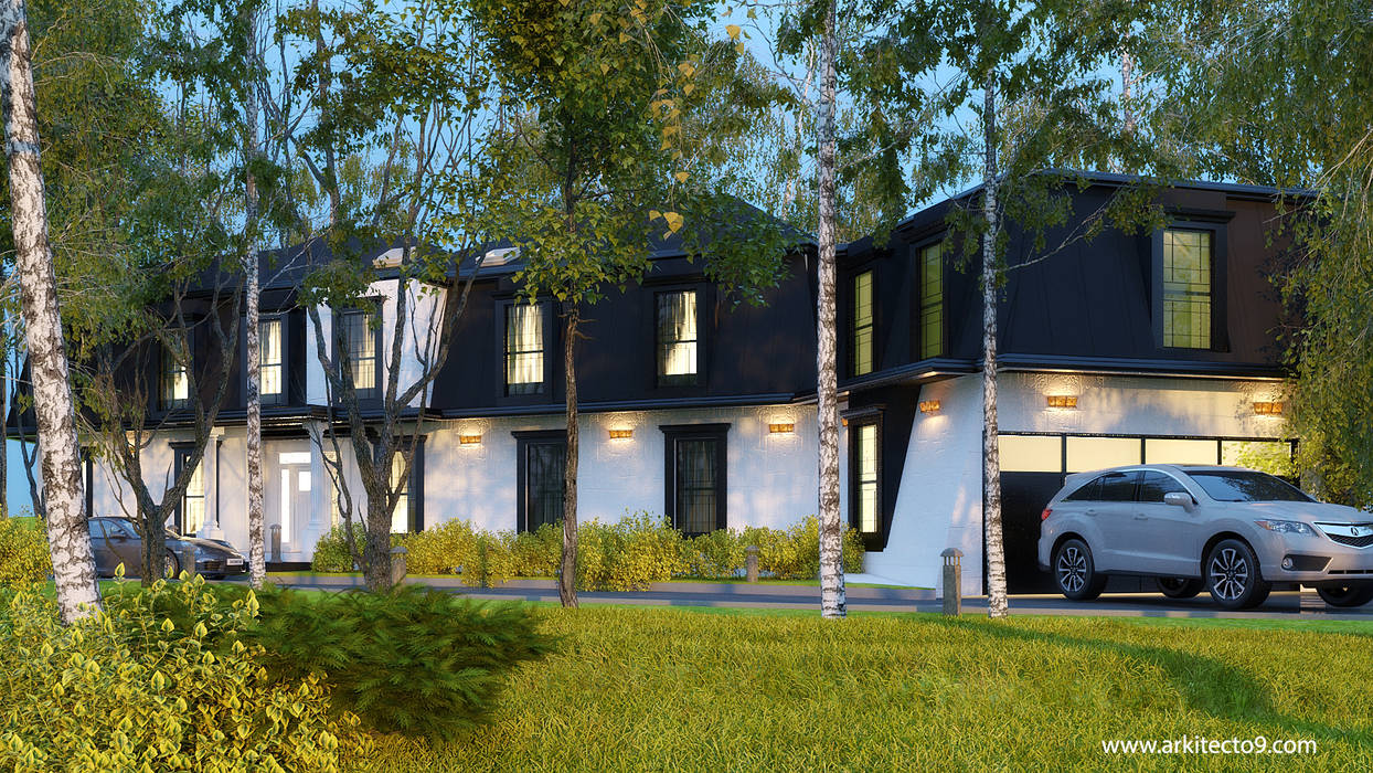 Propuestas de fachada arquitecto9.com casas de madera piedra negro | homify