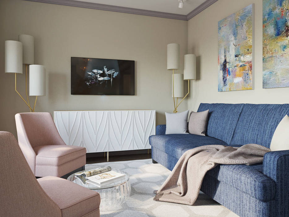 Элегантность с ярким характером Гостиные в эклектичном стиле от Студия дизайна интерьера Натальи Патрушевой Эклектичный