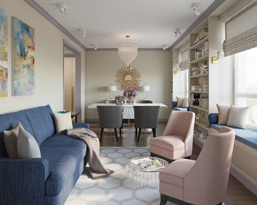 Элегантность с ярким характером Гостиные в эклектичном стиле от Студия дизайна интерьера Натальи Патрушевой Эклектичный