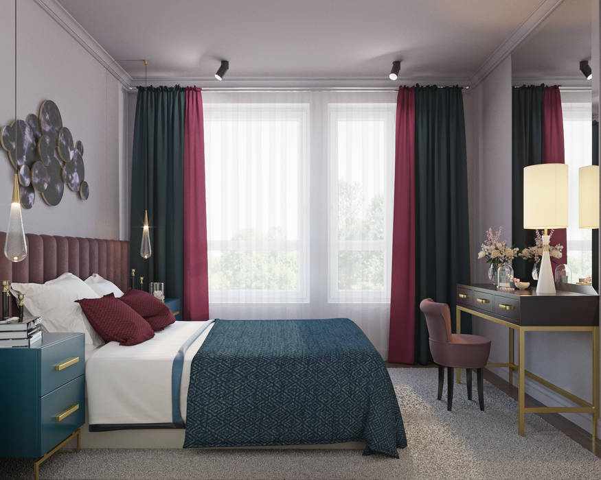 Элегантность с ярким характером Спальня в эклектичном стиле от Студия дизайна интерьера Натальи Патрушевой Эклектичный