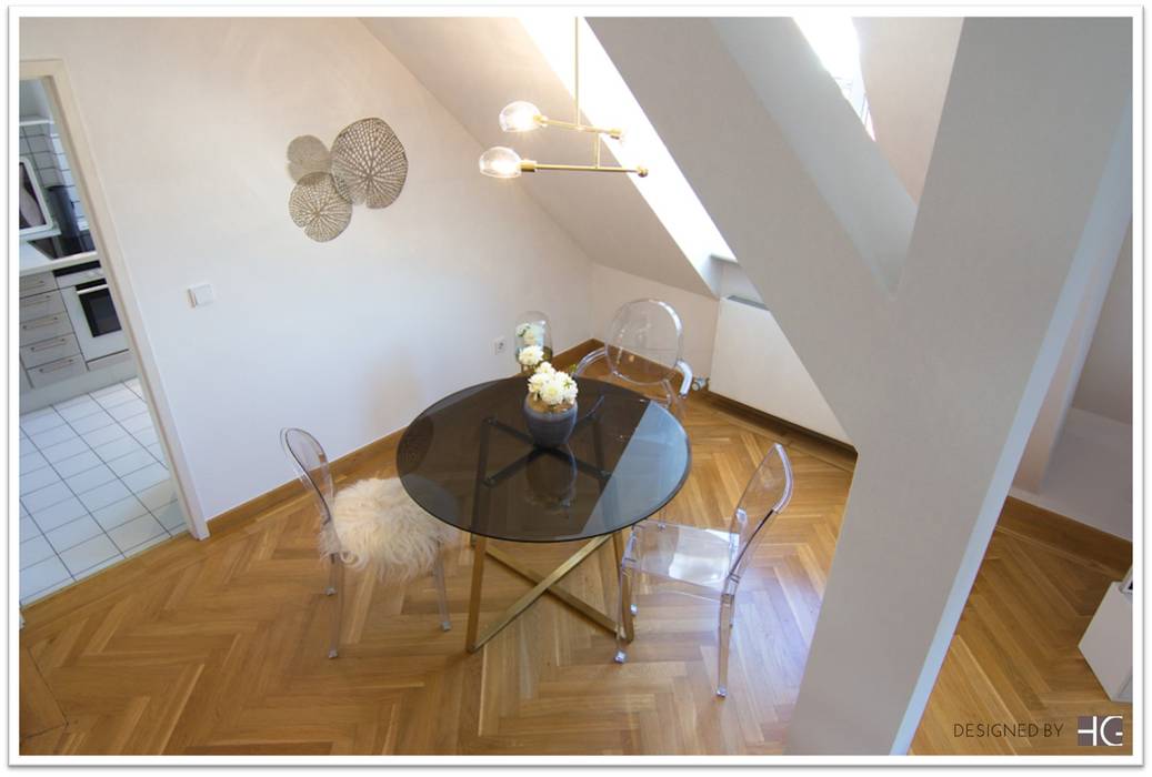 Loft - Essbereich Münchner home staging AGENTUR GESCHKA Minimalistische Esszimmer home staging münchen