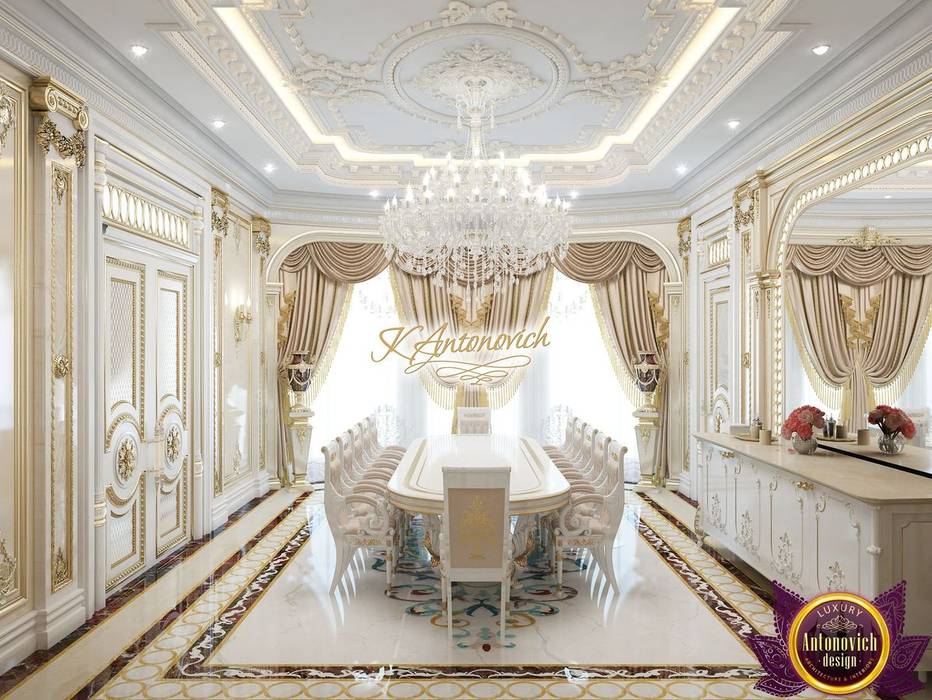 ​Interior design projects in Dubai from Katrina Antonovich, Luxury Antonovich Design Luxury Antonovich Design غرفة السفرة