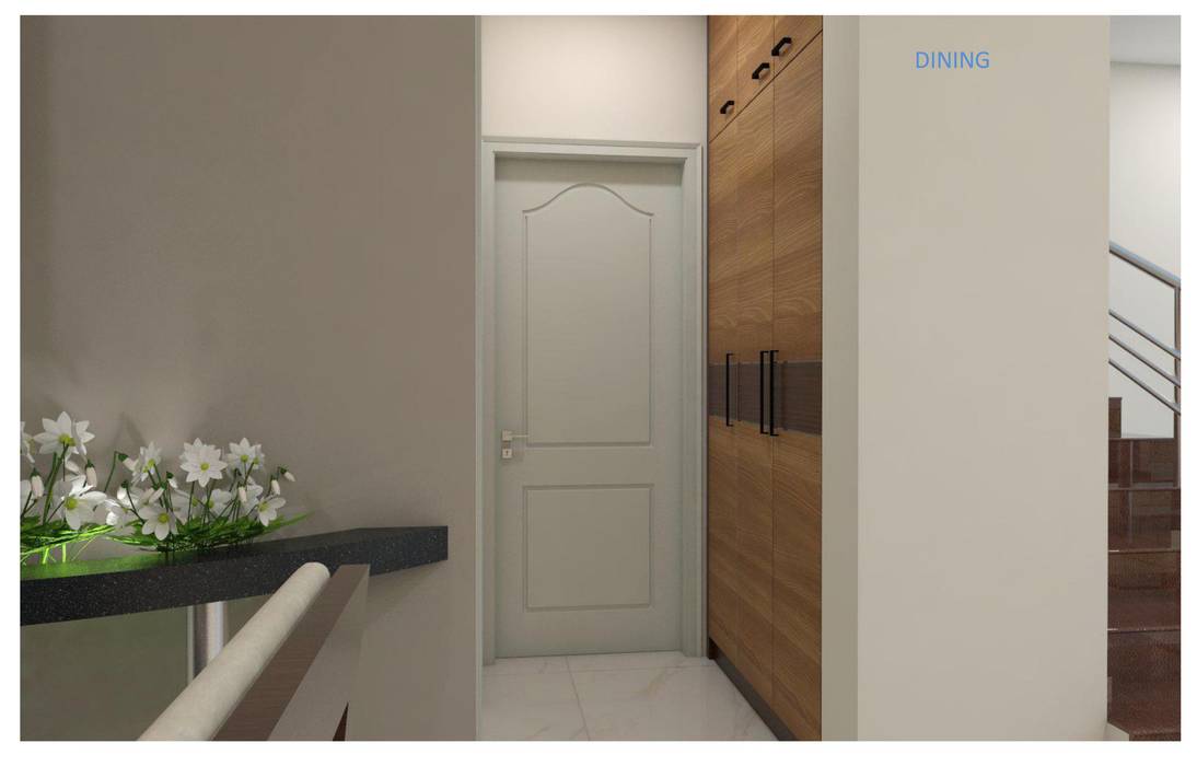 homify Asian style corridor, hallway & stairs Engineered Wood Transparent