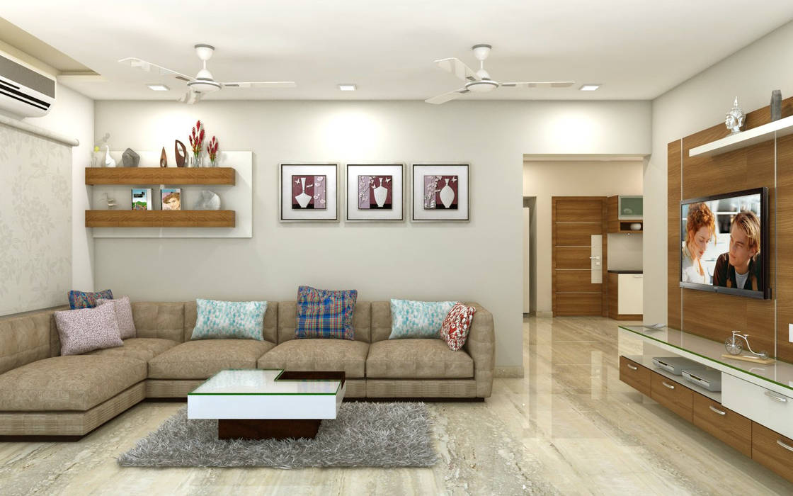 homify Living room پلائیووڈ