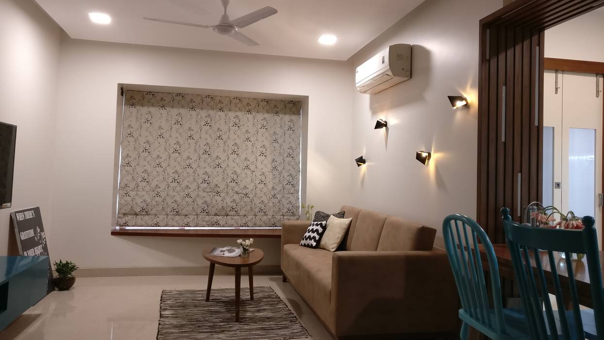 Mahim Residence Got A Blue Touch Scandinavian Style Living Room By