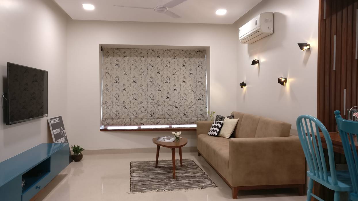 Mahim Residence Got A Blue Touch Scandinavian Style Living Room By