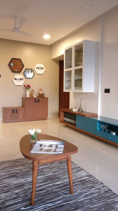 Mahim Residence Got A Blue Touch Scandinavian Style Living Room By