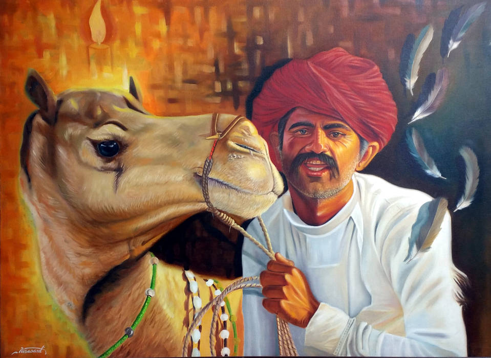 Unbeatable confident Indian Art Ideas Other spaces Oil Painting,Pictures & paintings