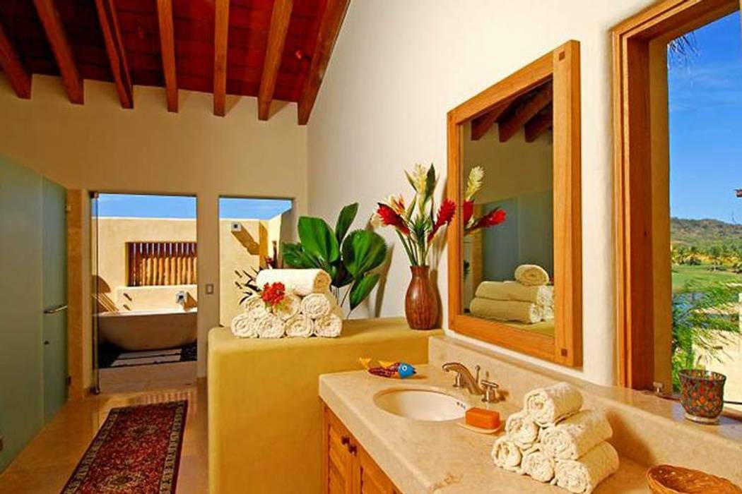 Baño - Restroom BR ARQUITECTOS Baños de estilo tropical Derivados de madera Transparente