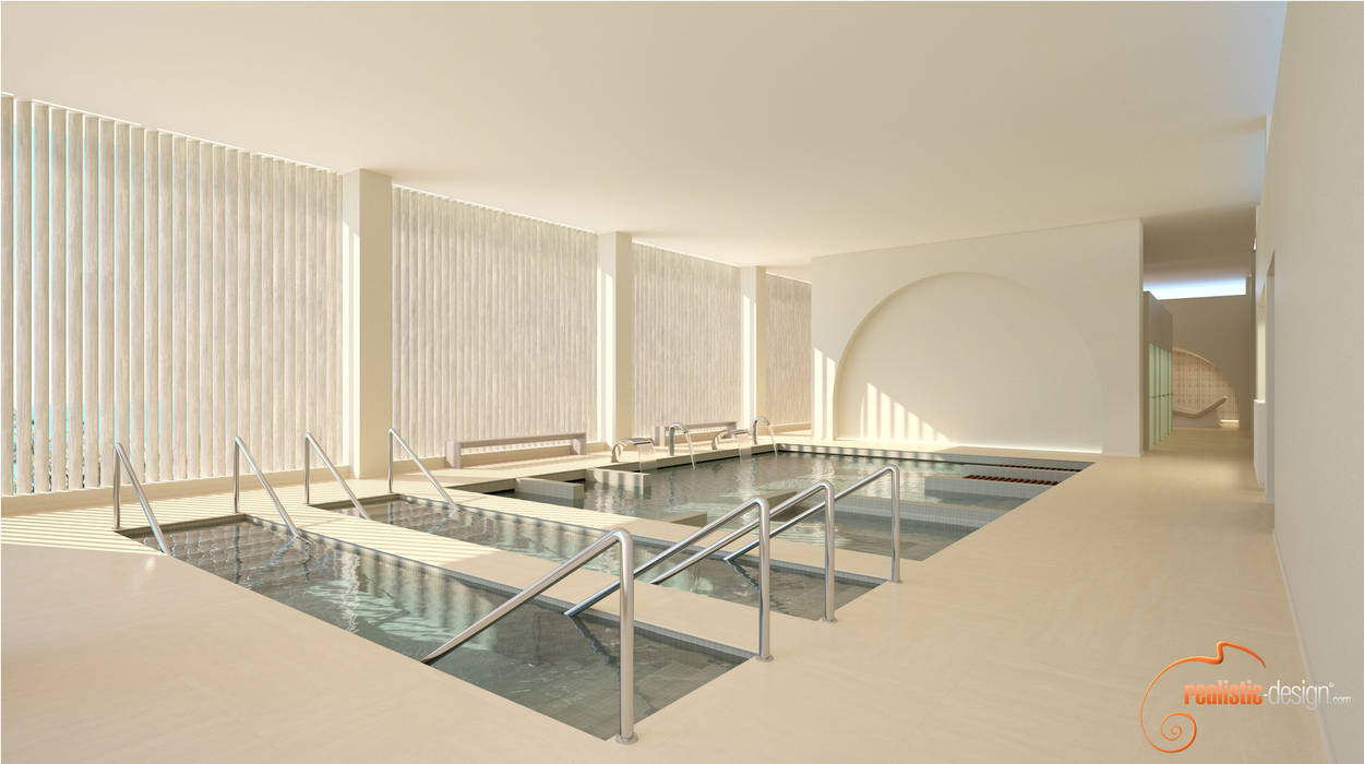 Proyectos 3D de spas, gimnasios y bañeras de hidromasaje, Realistic-design Realistic-design Swimming pond